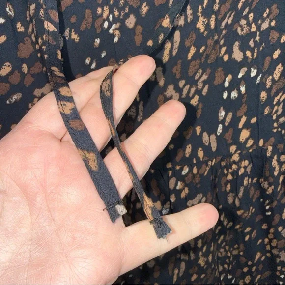 NWT beachlunchlounge Black Dress with Brown Spot Print, Long Sleeve Lined - Picture 4 of 11